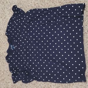 Croft and barrow navy blue white dotted tee shirt